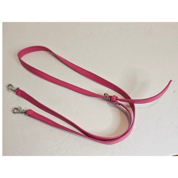 Genuine Pebble Leather Crossbody DK Pink 9"x5" Wallet  Phone Case 48" Strap New - Picture 10 of 10